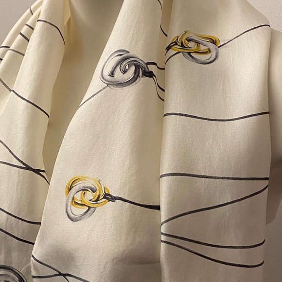 POMELLATO Gold Silver Necklace Graphic Silk Scarf! - Picture 2 of 7